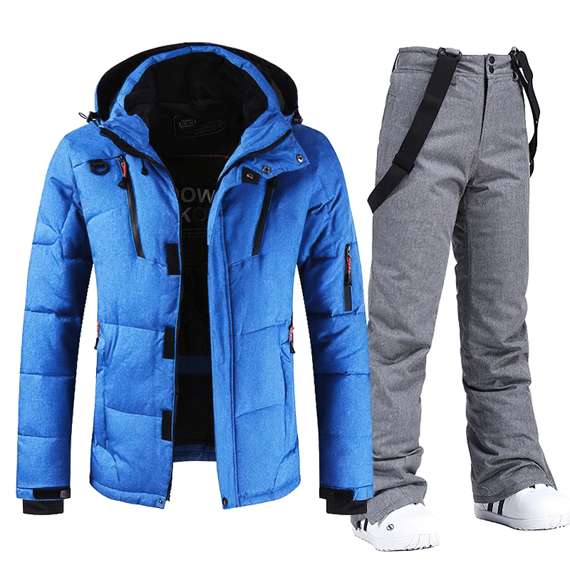 Blue and grey ski suit SF1783 with windproof and waterproof features, ideal for outdoor sports and winter activities.